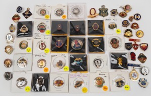 VARIOUS FOOTBALL CLUB MEMBERSHIP FOBS OR BADGES: noted S.A. RAILWAYS 1923, Proprietary F.C. 1927, Eaglehawk 1929, North City J.F.C. 1935, Arno Bay 1936, Hobart 1948, Glenelg 1951, Bandiana 1955, Rochester 1956, Cornwall 1956, East Launceston 1957, Quorn 