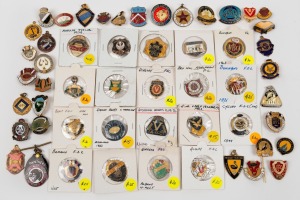 VARIOUS FOOTBALL CLUB MEMBERSHIP FOBS OR BADGES: noted Sturt 1922, North Adelaide 1923, Ballarat Imperials 1923, Booleroo Centre 1924, West Torrens 1925, C.R.C. 1932, Golden Square 1936, Cygnet 1948, Imperial 1953, Boyanup 1954, Golden Point 1955, Bullfin