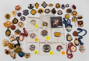 VARIOUS FOOTBALL CLUB MEMBERSHIP FOBS OR BADGES: noted South 1914, Sturt 1923, Loxton 1924, West Torrens 1925, Solomon Town 1925, South Adelaide 1936, Goodwood 1948, Launceston 1950, North Hobart 1950, Glenelg 1951, Sturt 1952, Golden Square 1952, Renmark