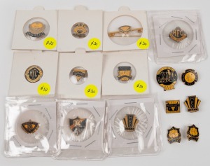 HOBART FOOTBALL CLUB: A range of membership badges, noted 1949, 1952, 1954, 1957, 1958, 1959, 1961-1964 and several later, including 1966 VICE PRESIDENT. (Total: 16, with a couple of duplicates).