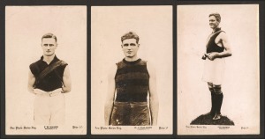 ESSENDON FOOTBALL CLUB: early 1920's Don Photo Series real photo postcards depicting F.W. MAHER, SYD. BARKER and D.J. CALLAHAN, (3).