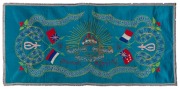 WWI silk embroidered souvenir "AUSTRALIAN COMMONWEALTH MILITARY FORCES, 1916. SOUVENIR OF EGYPT", 53 X 110cm