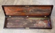 An antique timber gun case with brass inlay, 19th century, 8.5cm high, 87cm wide, 24cm deep - 3
