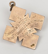 O'CONNELL CRICKET CLUB, BATHURST: 1901 award fob in gold (15ct, 17g) engraved verso "Presented to B. WALKER - OF THE O'CONNELL C.C. AND SUPPORTERS - June 1901. - 2