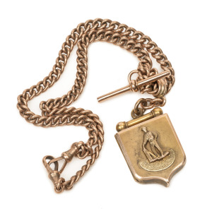 71 · A 9ct gold presentation locket suspended from a 9ct rose-gold chain, (total approx.35g), the back of the locket engraved "R.E.C.C. VICE-PRESIDENT'S PRIZE Presented to W. MARSHALL For Best Allround PLAY - Season 1887-8".