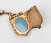 A 9ct gold presentation locket suspended from a 9ct rose-gold chain, (total approx.35g), the back of the locket engraved "R.E.C.C. VICE-PRESIDENT'S PRIZE Presented to W. MARSHALL For Best Allround PLAY - Season 1887-8". - 4