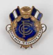 CARLTON FOOTBALL CLUB enamel and brass badge by K.G.Luke, circa 1940s.