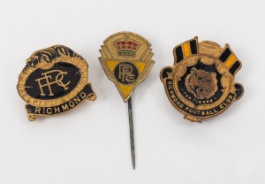 RICHMOND FOOTBALL CLUB: 1940s-60s badges and pins, (3)