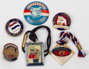 FOOTSCRAY - BULLDOGS FOOTBALL CLUB: 1950s-70s group of membership and supporter badges and fobs. (6 items).