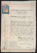 The Last Will & Testament of Thomas Falkinder of Ashley Swamp in the Province of Canterbury, New Zealand, who died in September 1889. An impressive vellum document with multiple duty stamps affixed, a hand-drawn map of Falkinder's property and duly signed