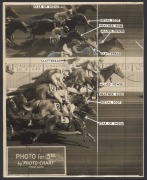 Nine c. 1940s press agency photographs, featuring the 1947 Caulfield Cup, Daredevil Curtis motorcycle jump at the Melbourne Exhibition Speedway, Australian Alps search and rescue volunteers in action, French Island koala colony transfer to Healesville, an - 7