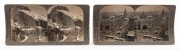STEREO CARDS: Eight c. 1910s Keystone View Company stereocards, featuring views of Flinders Street Station, Sydney CBD, Mount Buffalo, Adelaide Zoo, Yarrangobilly Fairy's Grotto, and others. (8 cards).