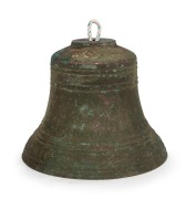 An impressive antique cast bronze clock tower bell, stamped "W. BENSON. LIMB: LONDON. E. C. 1928", 28cm high, 37cm diameter