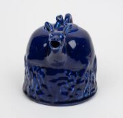 STONE'S BRISTOL POTTERY "Kangaroo" teapot with blue glaze (reproduction), early 20th century, impressed oval mark to base, ​​​​​​​13cm high, 18cm wide - 2