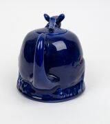 STONE'S BRISTOL POTTERY "Kangaroo" teapot with blue glaze (reproduction), early 20th century, impressed oval mark to base, ​​​​​​​13cm high, 18cm wide - 4