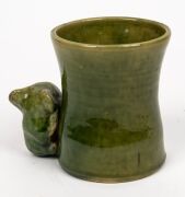 MERRIC BOYD green glazed pottery vase with applied koala, incised "Boyd, 1923", 10.5cm high, 13cm wide - 5