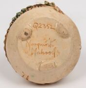 MARGUERITE MAHOOD pierced pottery bowl with scrolling decoration and applied dragon, incised "Marguerite Mahood", 5cm high, 11cm wide - 12