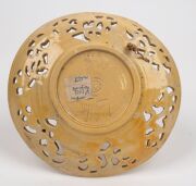MARGUERITE MAHOOD pierced pottery plate with floral motif, incised "Marguerite Mahood, H1451", 18cm wide - 7