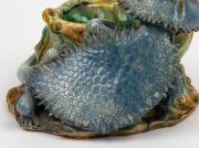 CASTLE HARRIS rare pottery tree stump vase with applied bearded dragon lizard, incised "Castle Harris", 19cm high, 28cm wide - 9