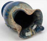 REMUED blue and green glazed pottery jug with applied gumnuts and leaves, incised "Remued, 54M", 26cm high - 5