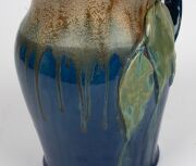 REMUED blue and green glazed pottery jug with applied gumnuts and leaves, incised "Remued, 54M", 26cm high - 8