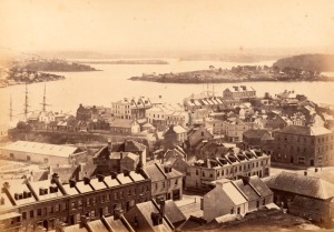 NICHOLAS JOHN CAIRE (1837-1918), An Anglo-Australasian Photo Company folio with gilt embossed title "Views of SYDNEY HARBOR AND NEW SOUTH WALES", circa 1870s, comprising of 45 albumen paper photographs laid down on cards, each with a printed adhesive labe
