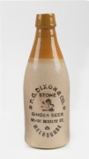 DIXON & Co. of Melbourne, antique ginger beer bottle manufactured by Bendigo Pottery, 21cm high