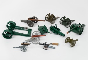 Ten assorted model artillery pieces, the largest 19cm long