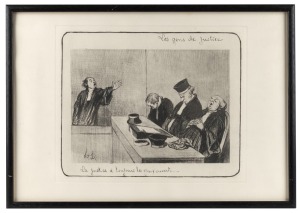HONORÉ DAUMIER (1808-1979), Les Gens De Justice, black and white lithograph, signed lower left, 33 x 47cm overall