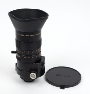 CANON: 16-100mm f1.9 V6x16 'TV Zoom' lens [#157878], c. 1970s, with lens hood.