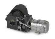 PATH&Eacute;: Super 16 16mm movie camera [#8335], c. 1950s, with Som Berthiot Pan Cinor 20-60mm f2.8 lens [#1100748] and metal lens cap. Presented in leather case with shutter release, clap board, several film negatives, plus ephemera. - 2