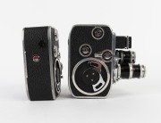 BOLEX-PAILLARD: Two c. 1958 double-8 movie cameras, both with pistol-grip attachment, wrist strap, and all lens caps present. (2 movie cameras) - 3