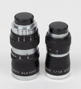 SOLIGOR: Two Elitar lenses with all front and rear caps in maker's felt-lined box - one Telephoto 1&frac12;" f1.9 and one Wide Angle 6.5mm f1.9. (2 lenses) - 3