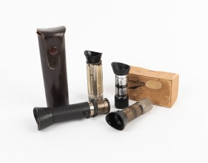 VARIOUS MANUFACTURERS: Group of four extinction meters, including one Justophot in maker's leather case, and one Practos-Junior in maker's box with instruction booklet. (4 items)