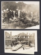 CRASHES: Eleven 1930s press agency photographs, featuring reporting on Pan-American seaplane capsized in San Juan, dramatic crashed plane in Surrey homeowner's front garden, Dutch KLM airliner crash near Brussels, firemen dousing wreckage at Vincennes, P - 3
