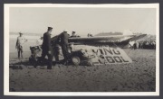 CRASHES: Eleven 1930s press agency photographs, featuring reporting on Pan-American seaplane capsized in San Juan, dramatic crashed plane in Surrey homeowner's front garden, Dutch KLM airliner crash near Brussels, firemen dousing wreckage at Vincennes, P - 4