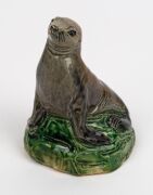 MARGUERITE MAHOOD pottery seal statue. Rare. Incised "Marguerite Mahood, No. 1786", 12.5cm high - 2