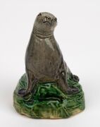 MARGUERITE MAHOOD pottery seal statue. Rare. Incised "Marguerite Mahood, No. 1786", 12.5cm high - 5