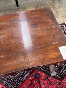 An early Colonial Australian cedar sofa table with lyre ends and turned stretcher base, New South Wales origin, circa 1840, 75cm high, 153cm wide, 65cm deep - 5