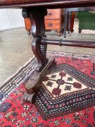 An early Colonial Australian cedar sofa table with lyre ends and turned stretcher base, New South Wales origin, circa 1840, 75cm high, 153cm wide, 65cm deep - 7