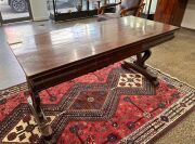 An early Colonial Australian cedar sofa table with lyre ends and turned stretcher base, New South Wales origin, circa 1840, 75cm high, 153cm wide, 65cm deep - 9