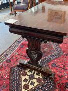 An early Colonial Australian cedar sofa table with lyre ends and turned stretcher base, New South Wales origin, circa 1840, 75cm high, 153cm wide, 65cm deep - 10