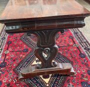 An early Colonial Australian cedar sofa table with lyre ends and turned stretcher base, New South Wales origin, circa 1840, 75cm high, 153cm wide, 65cm deep - 11