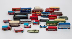 Twenty seven assorted model buses, trucks and cars, mostly CORGI, MATCHBOX and others