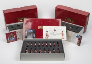 W. BRITAIN group of three boxed mint sets comprising: I.) ROYAL AIRFORCE BAND, II.) PIPES & DRUMS OF ROYAL SCOTS, III.) GRENADIER GUARDS DRUM & FIFE BAND SET.