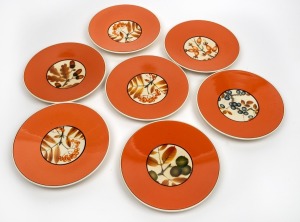 A set of six Danish porcelain cabinet plates, each attractively adorned with berry vignettes, circa 1930, 21cm diameter