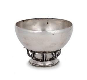 GEORG JENSEN vintage Danish sterling silver bowl, factory mark to base, 11.5cm high, 16cm diameter, an impressive 522 grams.