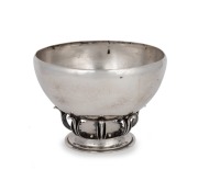 GEORG JENSEN vintage Danish sterling silver bowl, factory mark to base, 11.5cm high, 16cm diameter, an impressive 522 grams.