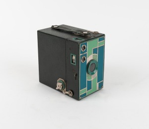 KODAK: Rare two-tone green Beau Brownie No. 2A 116 film camera, c. 1930.