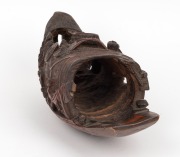 An antique Chinese carved bamboo barge ornament, Qing Dynasty, 19th century, 15cm high, 38cm long. - 4